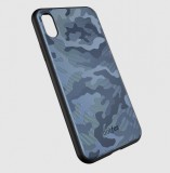 iPhone XS Max hátlaptok, telefon tok, terep mintás, kék, Dotfes G07