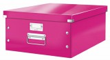 Irattároló doboz, A3, lakkfényű, LEITZ "Click&Store", rózsaszín