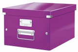 Irattároló doboz, A4, lakkfényű, LEITZ "Click&Store", lila