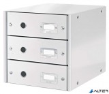 Irattároló, laminált karton, 3 fiókos, LEITZ "Click&Store", fehér