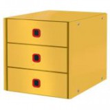 Irattároló, laminált karton, 3 fiókos, LEITZ "Cosy Click&Store", melegsárga