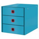 Irattároló, laminált karton, 3 fiókos, LEITZ "Cosy Click&Store",  nyugodtkék