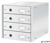 Irattároló, laminált karton, 4 fiókos, LEITZ "Click&Store", fehér