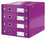 Irattároló, laminált karton, 4 fiókos, LEITZ "Click&Store", lila