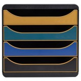 Irattároló, műanyag, 4 fiókos, EXACOMPTA Big-Box Neo Deco (EX310505D)