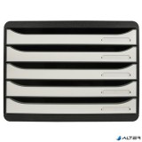 Irattároló, műanyag, 5 fiókos, EXACOMPTA 'BIigBox Glossy', fekete-fehér