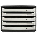 Irattároló, műanyag, 5 fiókos, EXACOMPTA BIigBox Glossy, fekete-fehér (EX3087213D)
