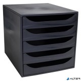 Irattároló, műanyag, 5 fiókos, EXACOMPTA "Ecobox ExoBlack", fekete