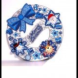 Iris 3D karácsonyi koszorú mintás dekoráció 39x39cm (020-03)