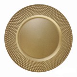 Iris 671888 Fém kerek recés szélű dekor tálca 33 cm - Arany (671888)