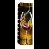 Iris Bor mintás matt szalagfüles papír ajándéktasak borhoz (12 x 36cm) - Mintás (370477)