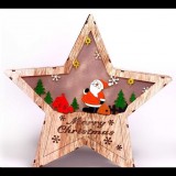 IRIS Csillag alakú Télapó mintás/30x30cm/meleg fehér LED-es fa fénydekoráció (310-03) (310-03)