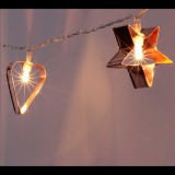 IRIS Csillag+szív alakú fém/4m/meleg fehér/20db LED-es/USB-s fénydekoráció (240-14) (240-14)