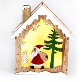 IRIS Faház alakú Télapó mintás/18,5x21cm/meleg fehér LED-es fa fénydekoráció