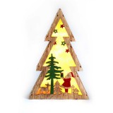 IRIS Fenyőfa alakú Télapó mintás/20x29,5x4,5cm/meleg fehér LED-es fa fénydekoráció