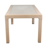 IRIS GF-810C ORIGINAL CAPPUCCINO műanyag kerti asztal rattan üveglappal 90x150cm