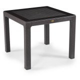 IRIS GF-820BR ORIGINAL barna műanyag kerti asztal rattan üveglappal 90x90cm