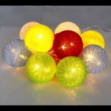 IRIS Gömb alakú 6cm/színes fonott/1,5m/több színű/10db LED-es/USB-s fénydekoráció  (104-09) (104-09) - Fényfüzérek és -szalagok
