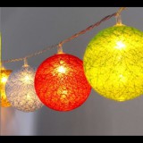 IRIS Gömb alakú 6cm/színes fonott/3m/barna-piros-kék-zöld/20db LED-es/USB-s fénydekoráció (104-29) (104-29)