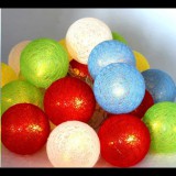 IRIS Gömb alakú 6cm/színes fonott/3m/több színű/20db LED-es/USB-s fénydekoráció (104-25) (104-25)