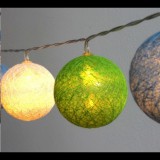 IRIS Gömb alakú 6cm/színes fonott/3m/zöld-kék-fehér/20db LED-es/USB-s fénydekoráció (104-31) (104-31)