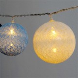 Iris Gömb alakú 6cm/színes fonott/4,5m/kék-v.kék-fehér/30db LED-es/USB-s fénydekoráció