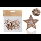 Iris Karácsonyi Fa csillag készlet hópihe mintás 12 darabos 4cm - Natúr (060690)