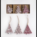 Iris Karácsonyi Fa felakasztható fenyőfa dobozban 3 darabos 8cm - Mályva (060678)