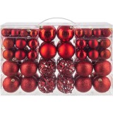 Iris Karácsonyi Műanyag gömb dísz készlet 100 darabos Vegyes méret - Piros (XMS-004)