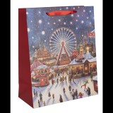 Iris karácsonyi vásár mintás Szalagfüles Papír ajándéktasak (31x42 cm) - Mintás (370453)
