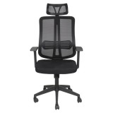 IRISOffice Felix fekete, ergonómikus, szövet-hálós irodai forgószék fejtámasszal