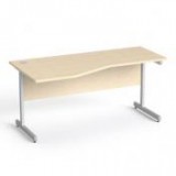 Íróasztal, íves, balos,  szürke fémlábbal, 160x80 cm, MAYAH "Freedom SV-30", juhar