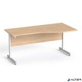 Íróasztal, íves, jobbos, szürke fémlábbal, 160x80 cm, MAYAH 'Freedom SV-29', tölgy