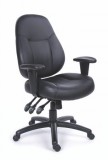 Irodai szék, állítható karfával, fekete, puha bonded b&#337;rborítás, fekete lábkereszt, mayah "champion plus" 11469-02ai
