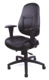 Irodai szék, állítható karfával, fekete, puha bonded b&#337;rborítás, fekete lábkereszt, mayah "super champion" 11469-02ah
