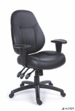 Irodai szék, állítható karfával, fekete, puha bonded bőrborítás, fekete lábkereszt, MAYAH &#039;Champion Plus&#039;