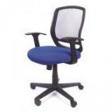 Irodai szék, karfás, kék szövetborítás, feszített hálós háttámla, fekete lábkereszt, MAYAH "Fun"