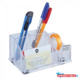 Írószertartó 4 rekeszes, 150x95x75mm, ragszalag tépõvel mûanyag, Bluering(R) víztiszta