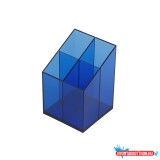 Írószertartó 4 rekeszes négyszögletû mûanyag, Bluering(R) transzparens kék