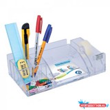 Írószertartó 8 rekeszes, 230x125x65mm, ragszalag tépõvel mûanyag, Bluering(R) víztiszta