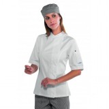 Isacco Női szakácskabát - fehér, rövid ujjú, patentos