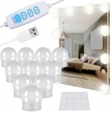 Iso Trade 10 LED-es USB-s Smink Tükörvilágítás, hideg fehér, nappali és meleg fehér 
