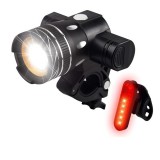 Iso Trade Extra Erős T6 LED-es vízálló kerékpár első és hátsó lámpa, USB-s, állítható fényszélesség