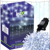 Iso Trade Karácsonyi dekor 300 LED-es  jégcsap fényfüzér, hideg fehér, 15m, IP44 IZOXIS vaku, 8 mód