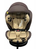 ISOFIX-es 360°-ban forgatható Mama Kiddies Murphy Bear biztonsági autósülés (40-150 cm iSize) bézs-barna színben ajándék napvédővel