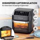 itália konyha GOURMETMAXX Forrólevegős fritőz/ Airfryer 12L 1700W fekete légkeveréses