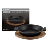 itália konyha Öntöttvas kerek sütőtál fa alátéttel