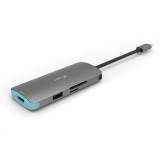 iTec i-tec Metal C31NANODOCKPD dokkoló Vezetékes USB 3.2 Gen 1 Type-C Ezüst, Türkizkék