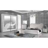 IB Giselle olasz stílusú hálószoba garnitúra, fehér színben, 2 tolóajtós (240 cm magas) szekrénnyel és 180 cm-es ággyal