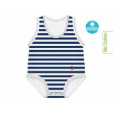 J Bimbi kombidressz 0-36 hó biopamut Summer csíkos sötétkék 12035